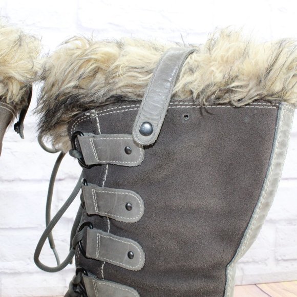 Sorel Joan of Artic Gray Suede Fur Trim Waterproof Winter Boots Size 9 - Picture 10 of 12